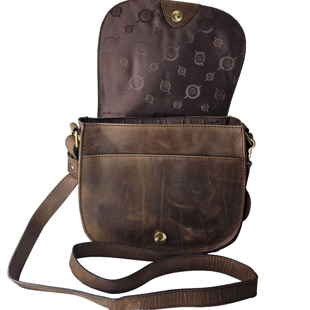 BORN Studded Brown Leather Crossbody Bag, Womens Medium - Picture 7 of 11